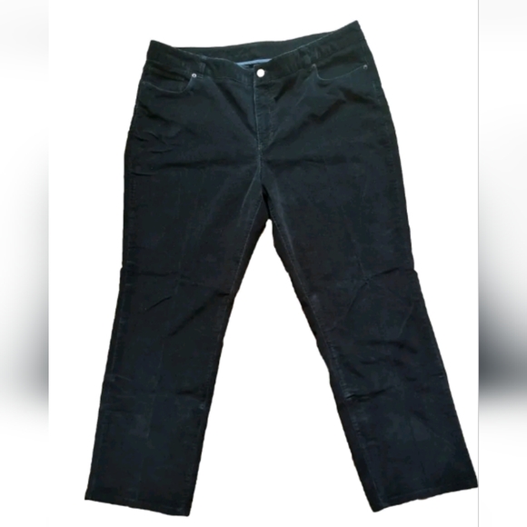 L.L. Bean Favorite Fit Corduroy Pants Jeans Black Ankle Cropped Cotton Pocket 20 - Picture 1 of 16
